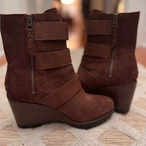 Sorel Brown Suede Heeled Boots